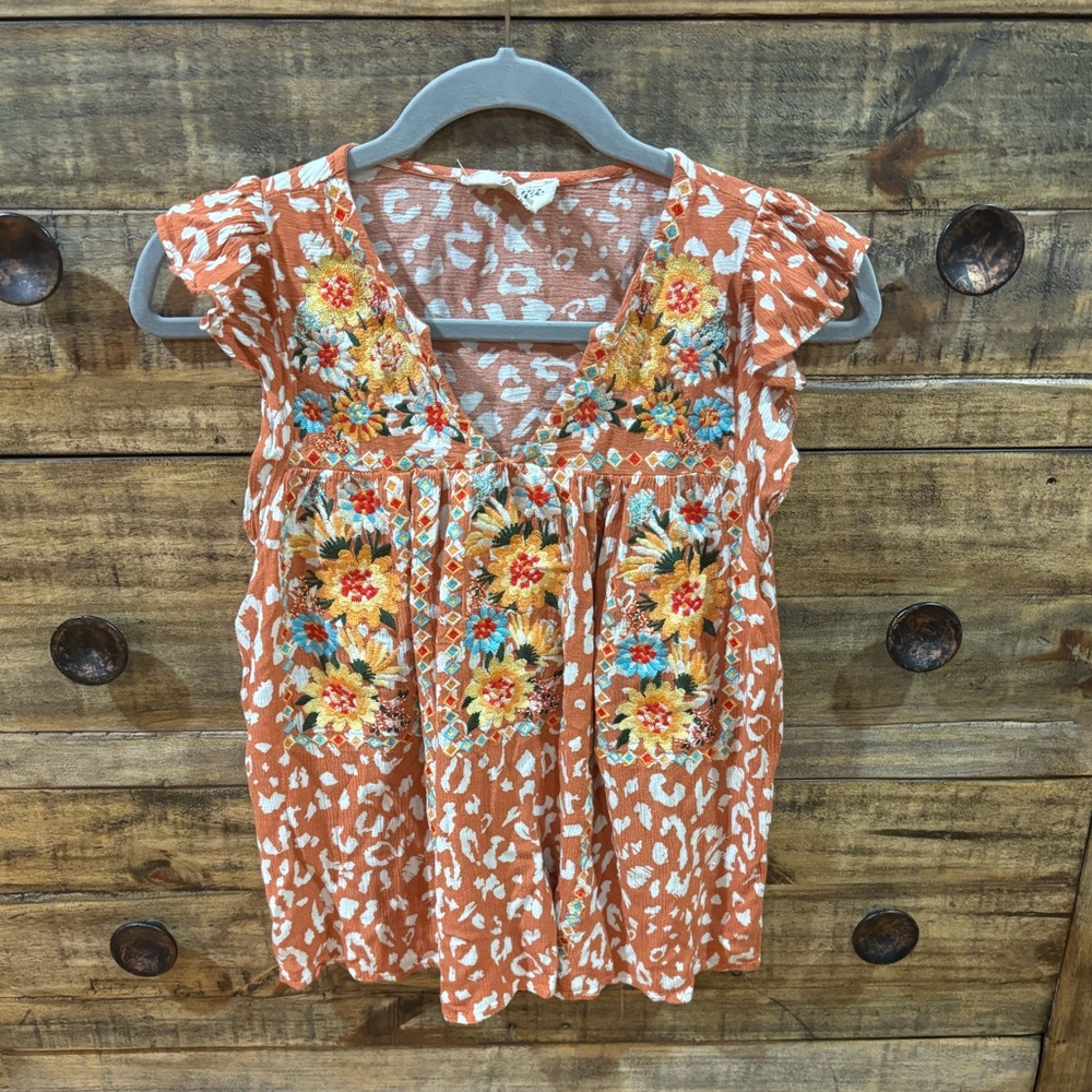 Savanna Jane Orange Floral Embroidered‎ Blouse